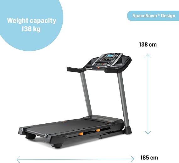 سلسلة NordicTrack T: المطاحن المثالية للاستخدام المنزلي ، جهاز المشي مع Incline ، مزود بتقنية Bluetooth ، سعة المستخدم 136 كجم