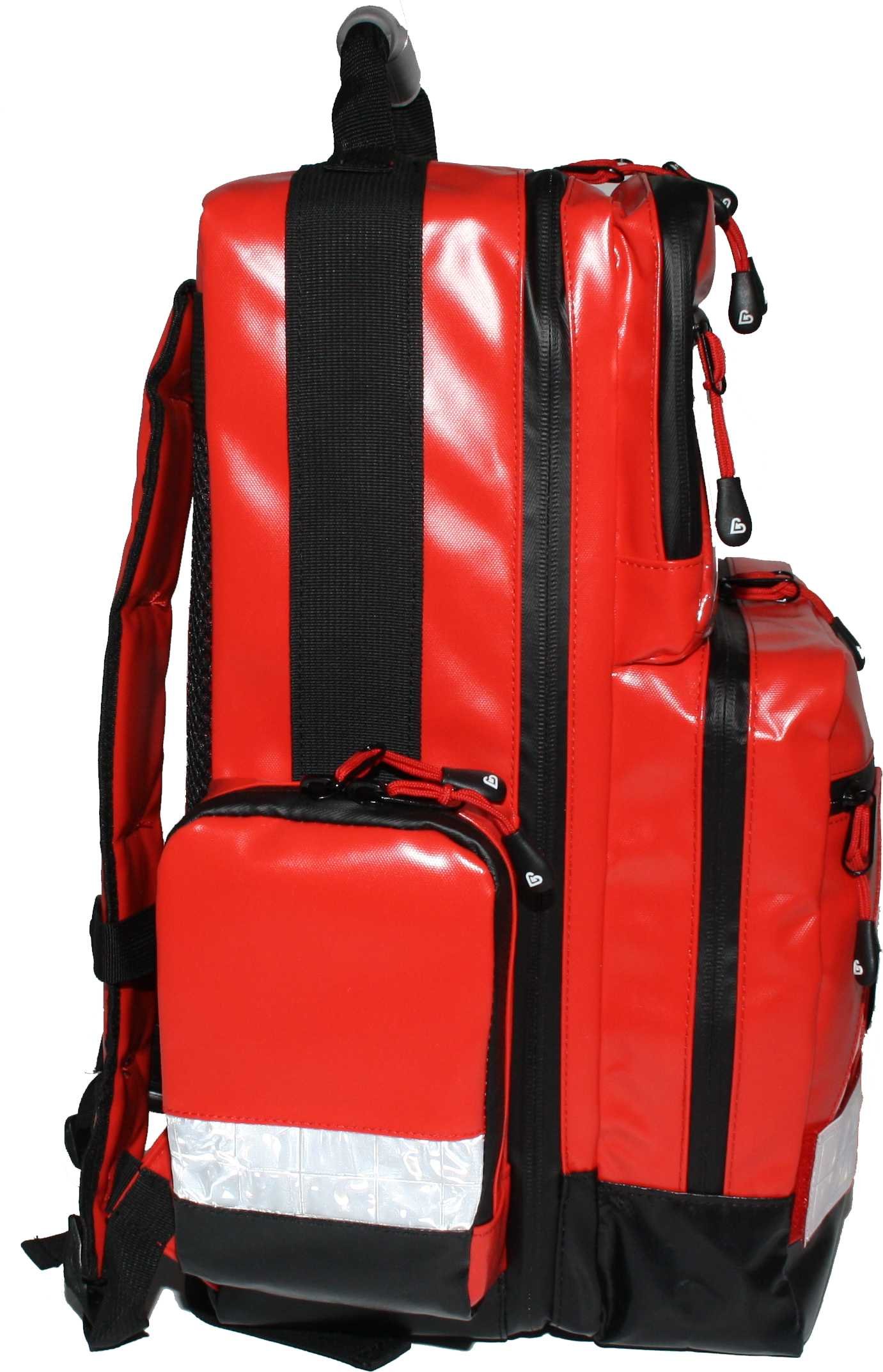 Erste Hilfe Notfallrucksack für Jugendgruppen und Zeltlager - Plane in Rot - Waterstop Reißverschlüsse