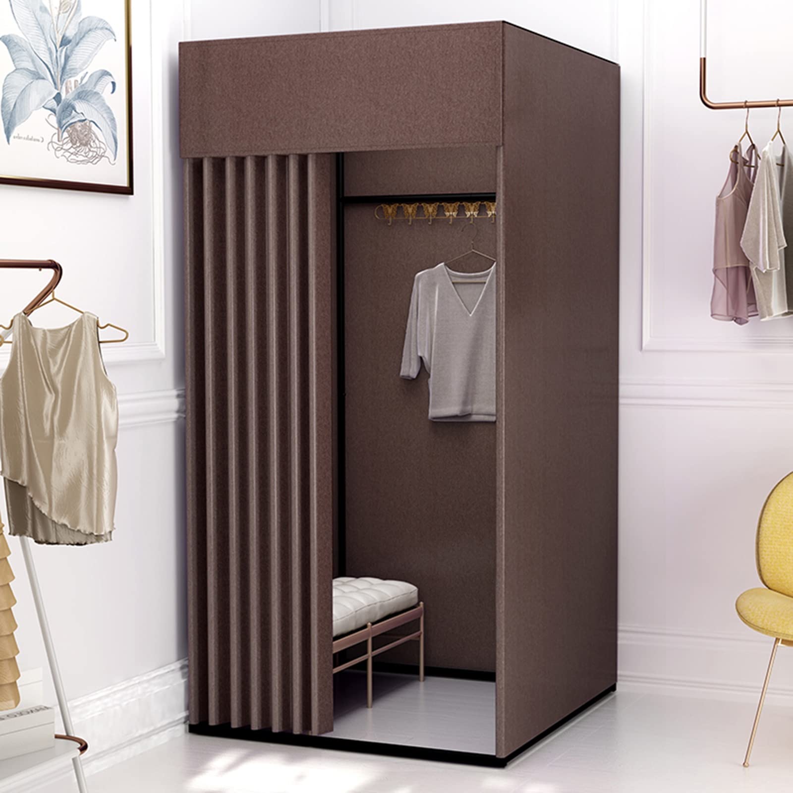 Cabine d'essayage pour magasin de vêtements marron pour optimiser l'espace