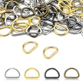 100 Pack 3/8" D Ring Metal Strap Sewing Hardware Buckles Accessories for Purse Bags Crafts Making Collars DIY Supplies (Multicolor)