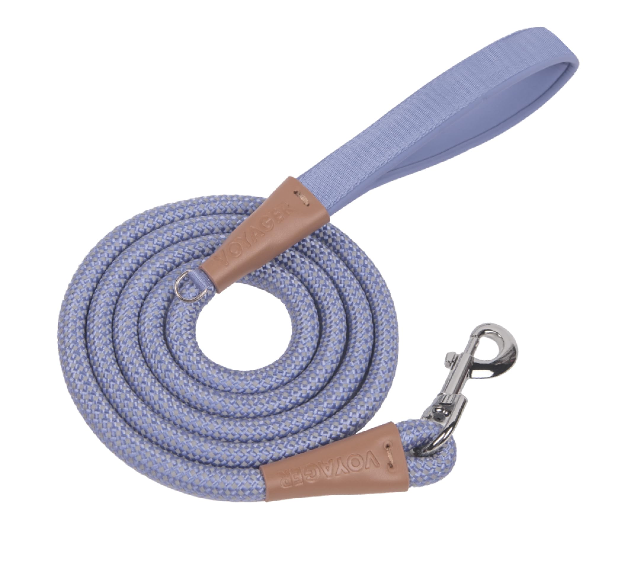 Voyager by Best Pet Supplies Round Rope Reflective Dog Leash - Soft Neoprene Handle &amp; Tangle-Free Hook - Heavy Duty, Strong Durable Lead for Large/Medium/Small Dogs - Lavender, 1/2” x 6'