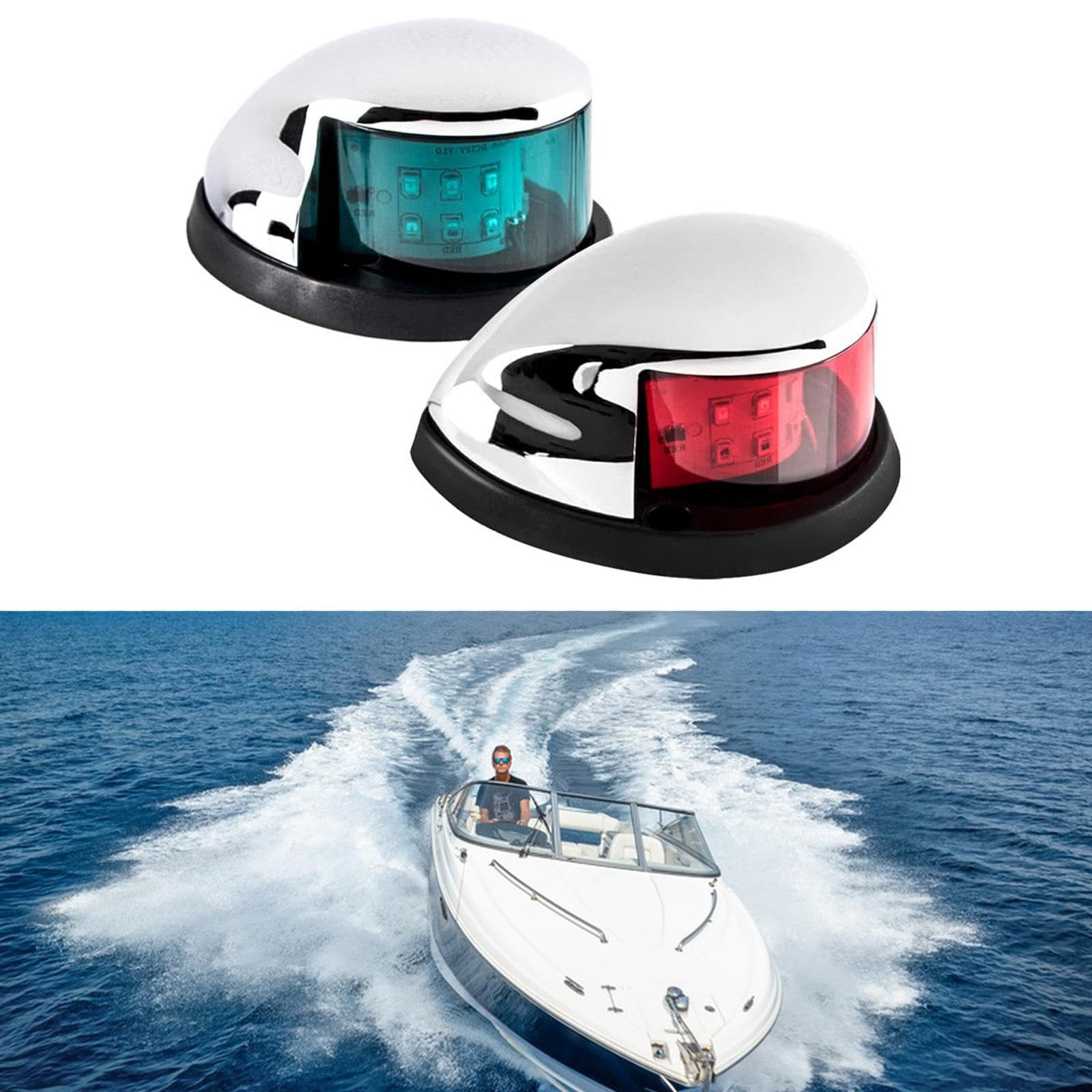 2 Pièces Feux de Navigation pour Bateau Feu de Mouillage Lampe D'Avertissement et Lumière de Signalisation avec Technologie Del Adapté pour La Sécuri