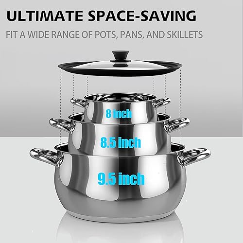 Miniatura 6 de Tapa de vidrio templado Tapa universal con borde de silicona resistente al calor para ollas, sartenes y sartenes Tapa de repuesto para sartenes de