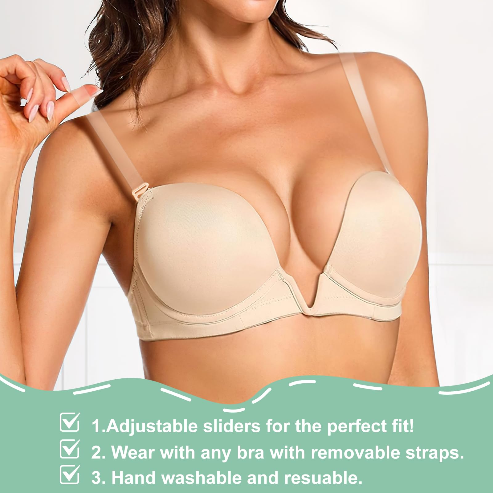 Weiche Transparente Ersatz BH Schultergurte, 6 Paar Unsichtbare Klare BH Träger, Unsichtbare rutschfeste Verstellbare BH Träger, 1cm/1.2cm/1.5cm Breite, BH mit Durchsichtigen Trägern für Frauen