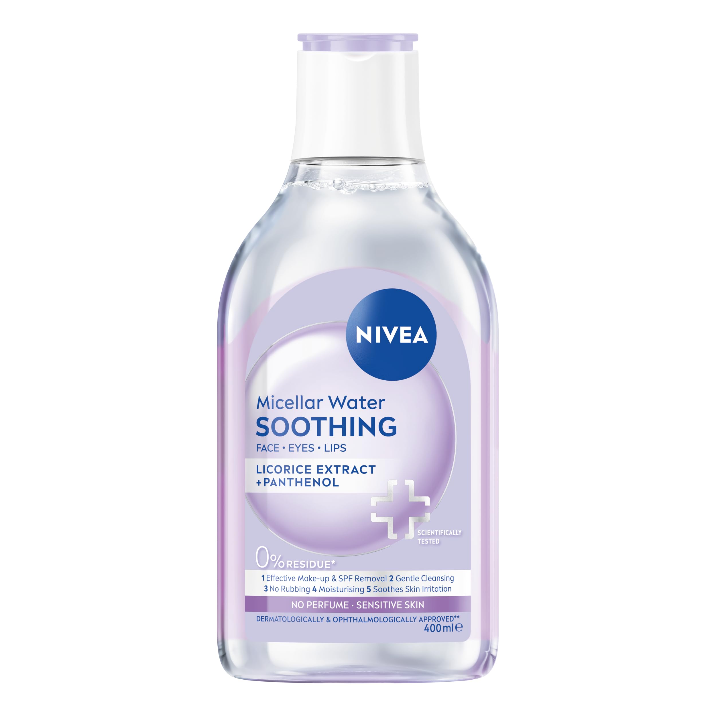 NIVEA Micellar Water Soothing, Fragrance Free Eye Makeup Remover, Micellar Cleansing Water for Sensitive Skin, Gentle Skin Cleanser (400ml)