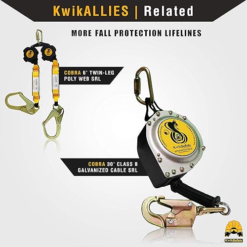 Vista 25 de KwikSafety - Charlotte, NC - TSUNAMI [Cuerda trenzada de alta calidad] Línea de vida vertical ANSI OSHA Cuerda Grab Snap Hook Amortiguador Kit de 1