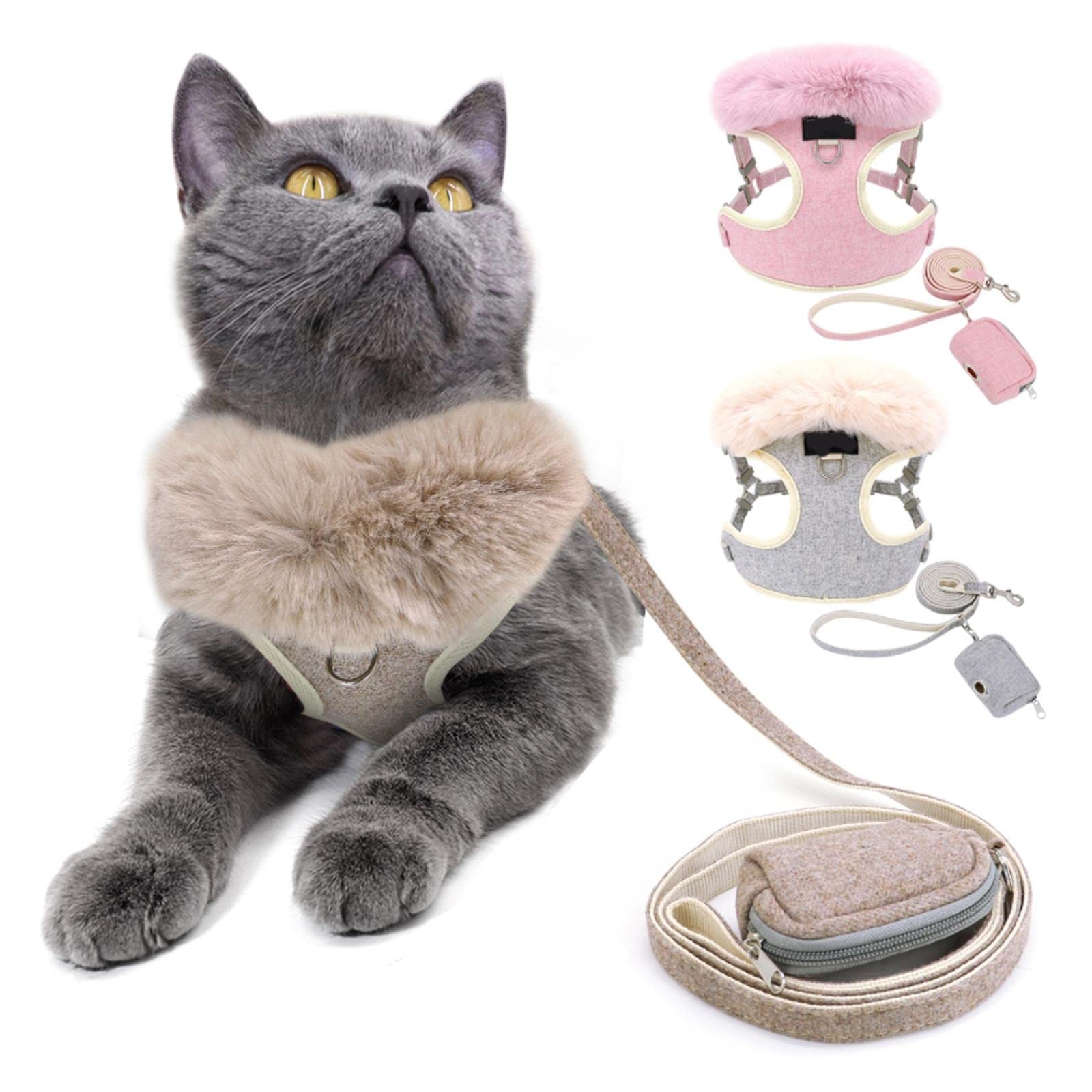Hot Cat Harnais Et Fourrure Selle Bag Set Mesh Soft Dog Vest Porte - Chaton avec Fourrure pour Chiot Grand Chat Chiot