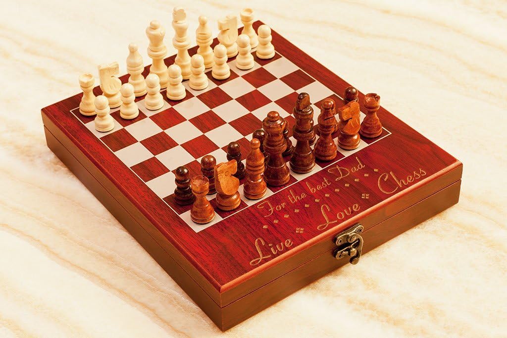 Personalized Chess Set "Live-Love-Chess", Custom Engraved Travel Chess Board, Unique Gift for Birthday, Anniversary, Wedding, Engagement