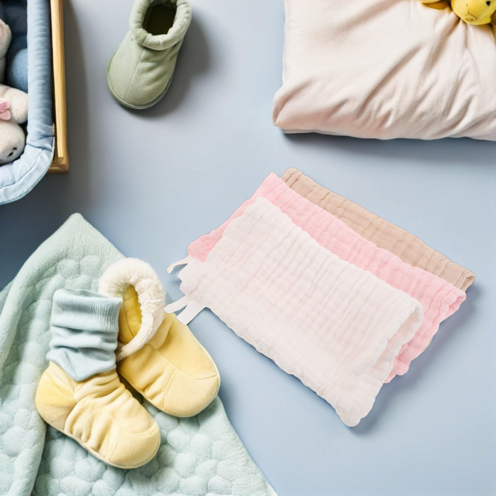 Toyvian 18 Piezas Toalla de Baño para de Algodón Puro, Seis Capas, Tamaño 25x25 Cm, Flexible y Absorbente para Limpieza Delicada, Adecuado para Pañales y Cuidado Diario