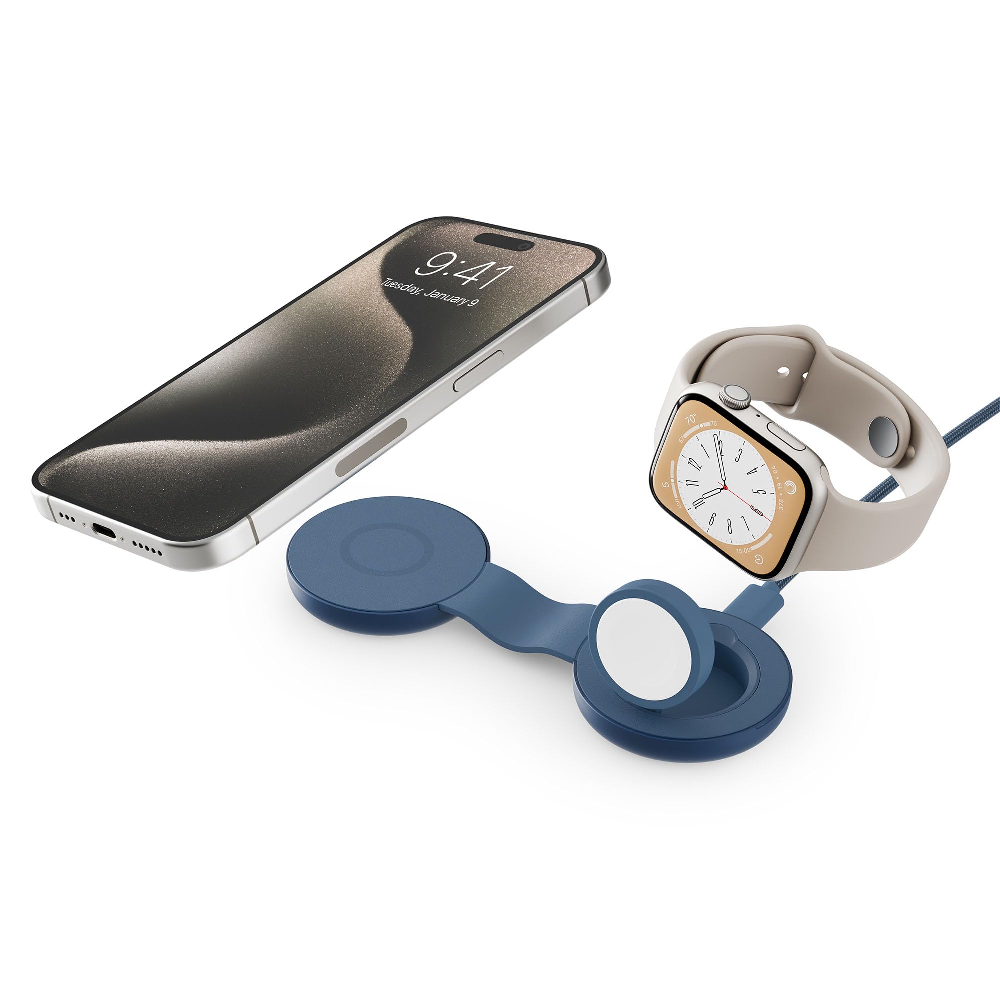 Butterfly SE 2-in-1 Compact Foldable Wireless Travel Charger, 15W MagSafe Duo Charging for iPhone, Airpods, and Apple Watch, Coastal