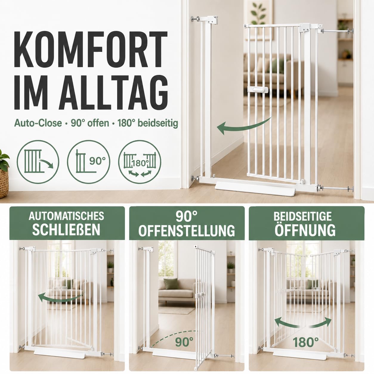 Türgitter 150cm ausziehbar mit Einhandgriff und Selbstschluss