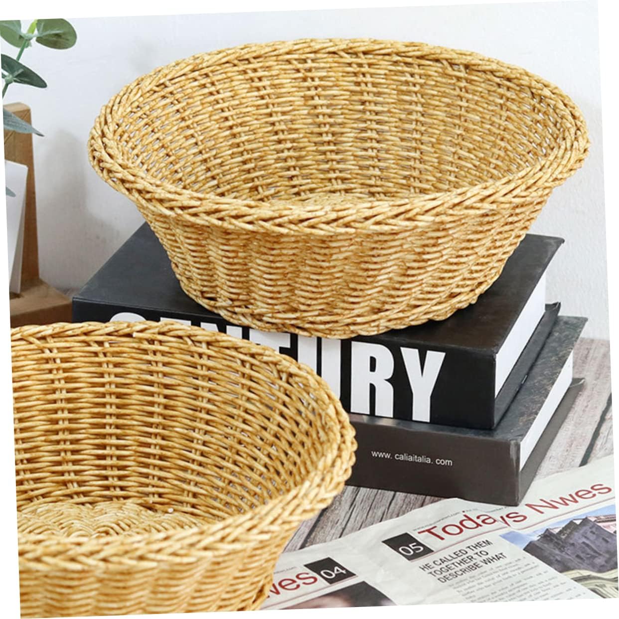 3pcs Snack Storage Basket harvest basket bread serving basket rustic bread basket round wicker restaurant wicker fruit basket rattan basket straight hair pp re-usable