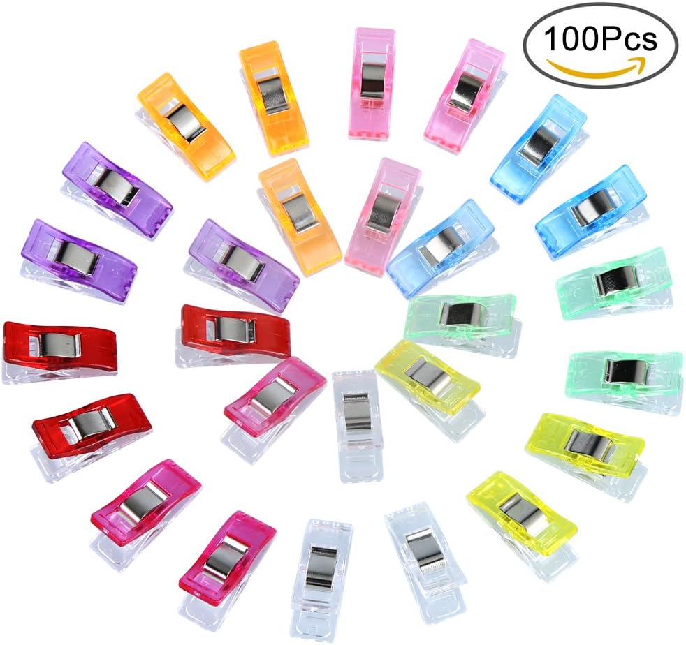 Quilting Clips, Parsion wonder clips sewing clips for sewing for crafting quilting 100 packs,quilting quilt clips fabric clips binding clips no pins clips for crochet knitting safety clips. (27*10mm)