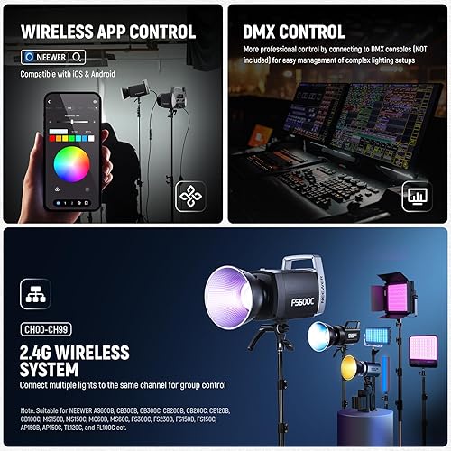 Miniatura 68 de NEEWER HB80C RGBWW - Luz de video LED con batería integrada de 72 Wh y carga rápida PD de 100 W, iluminación de salida continua COB Mini RGB de 80