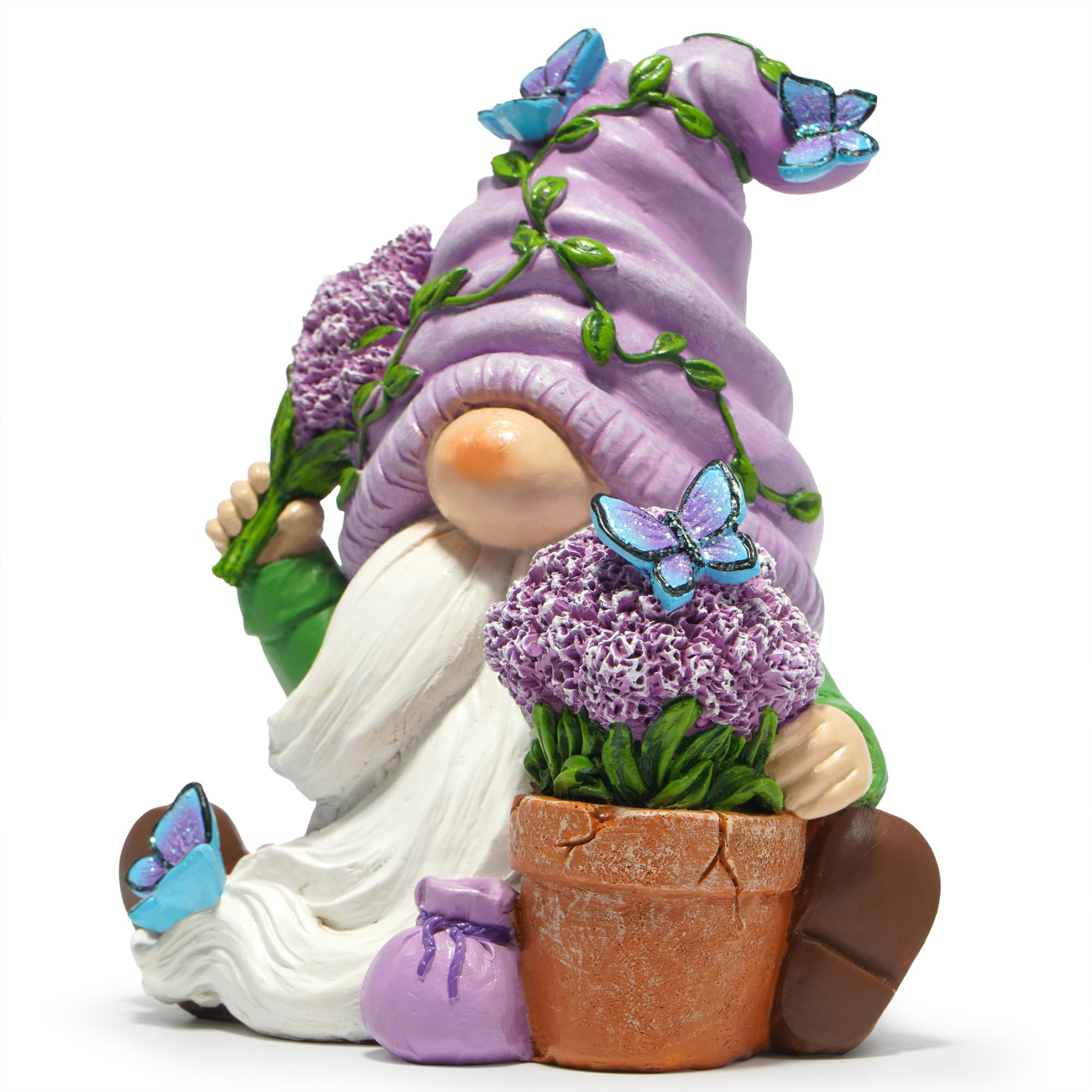 Hodao Spring Lavender Gnomes Decoration Lavender Elf Figurine Decor Spring Gnomes for Home, Porch, Garden Table Decor Warm Gifts for Mom, Grandma