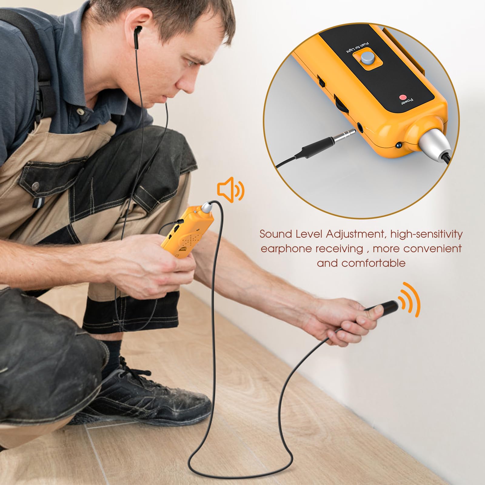 F02 Localizzatore di cavi sotterranei, tracciatore di fili con auricolari per la localizzazione di fili e cavi, tester per cavi di recinzione per animali domestici, fino a 2-3 metri di profondi