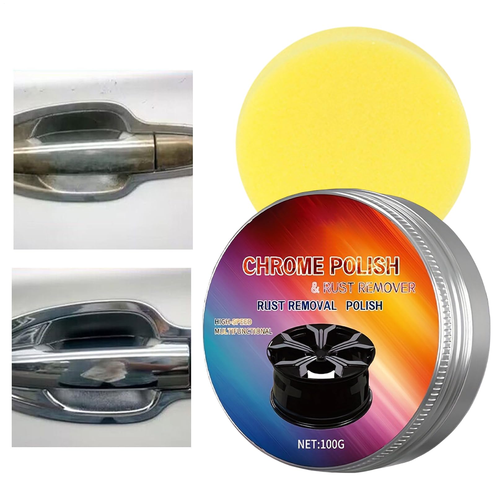 Chrome Polish | High Gloss Polishing Finish,100g Heavy Duty Multi-Purpose Polish, Cleaner, Restorer and for Metal, Aluminum, Chrome