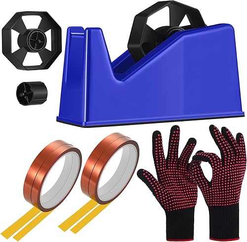 Juego de 7 dispensadores de cinta térmica, dispensador de rollos de cinta con base antideslizante pesada y 4 cintas de transferencia de calor, 2