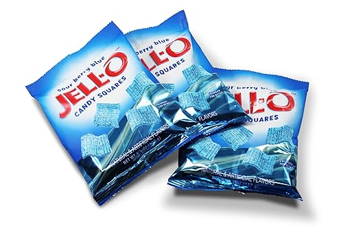 Miniatura 2 de Morris National Inc JELL-O Sour Candy Squares  Azul baya agria  Caramelo dulce y agrio masticable  Tamaño compartido, 4.5 onzas, 12 paquetes