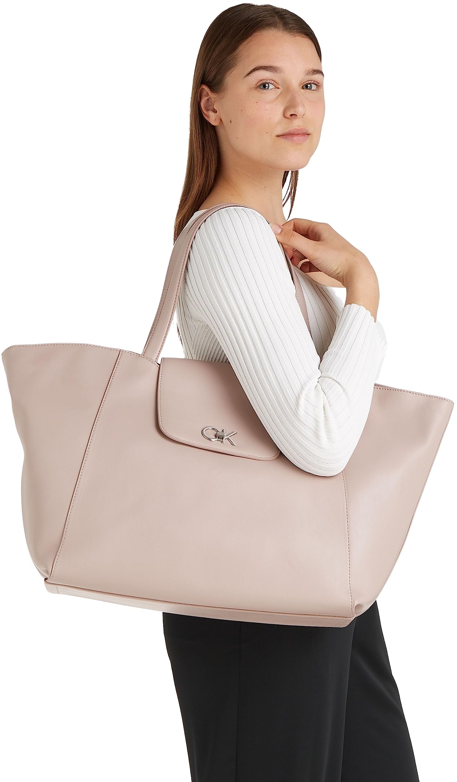 Calvin Klein Mujer Tote Bag Bolso Re-Lock Shopper mediano, Gris (Shadow Gray), Talla única