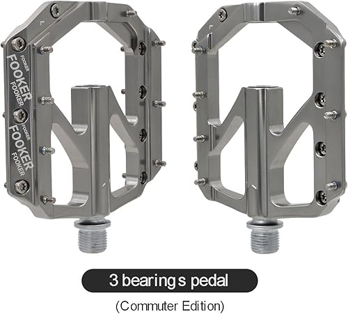 Miniatura 3 de FOOKER - Pedales de bicicleta de montaña antideslizantes pedales planos de aleación de 916 pulgadas 3 rodamientos para bicicleta de carretera BMX