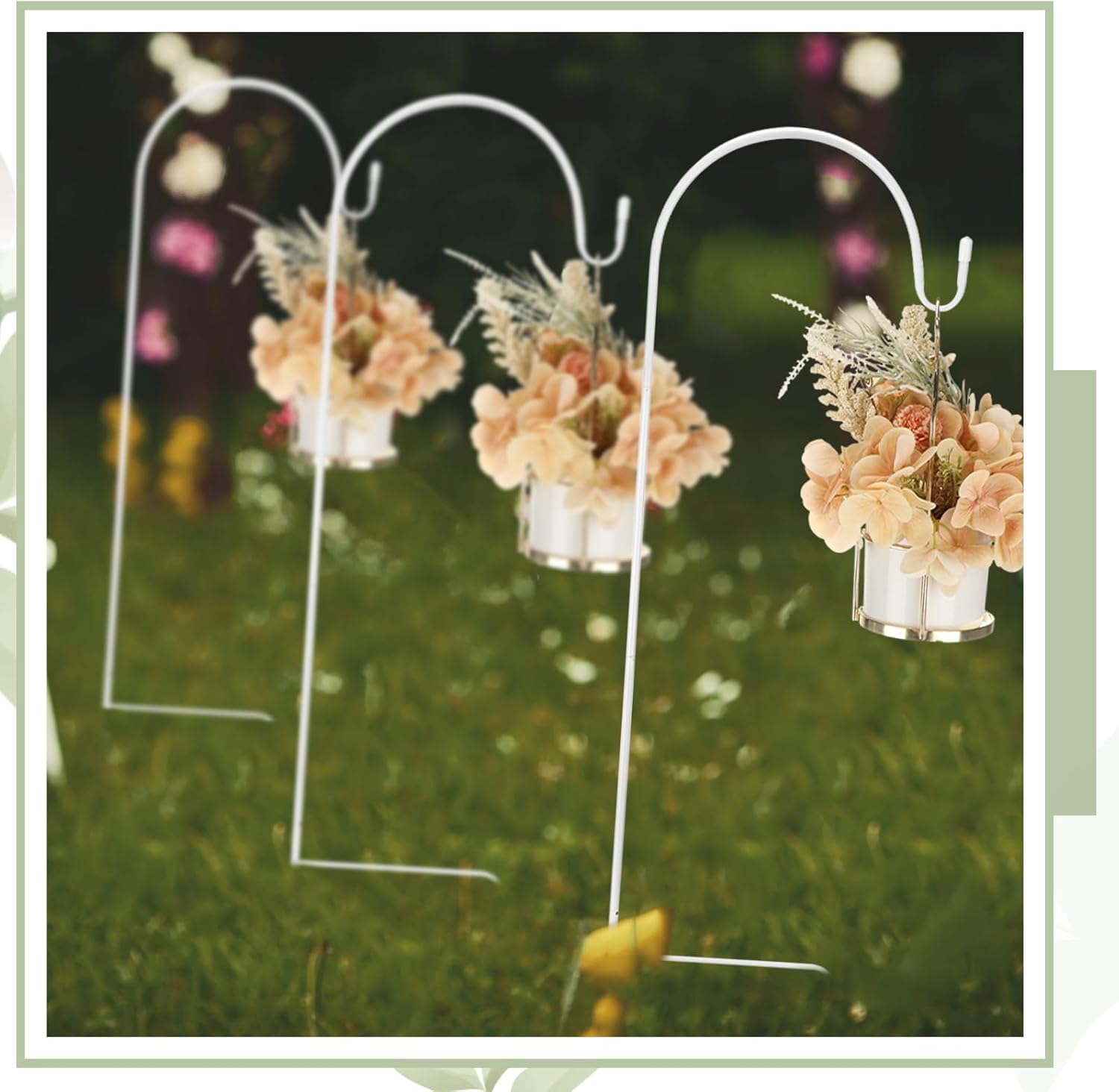 Yaocom 10 Pcs Shepherds Hooks for Outdoor 35 Inch Bird Feeder Poles Metal Shepherds Hook Plant Hangers Outdoor Wedding Hanging Plant Stand for Lights Mason Jars Lanterns Garden Stakes Decor, White