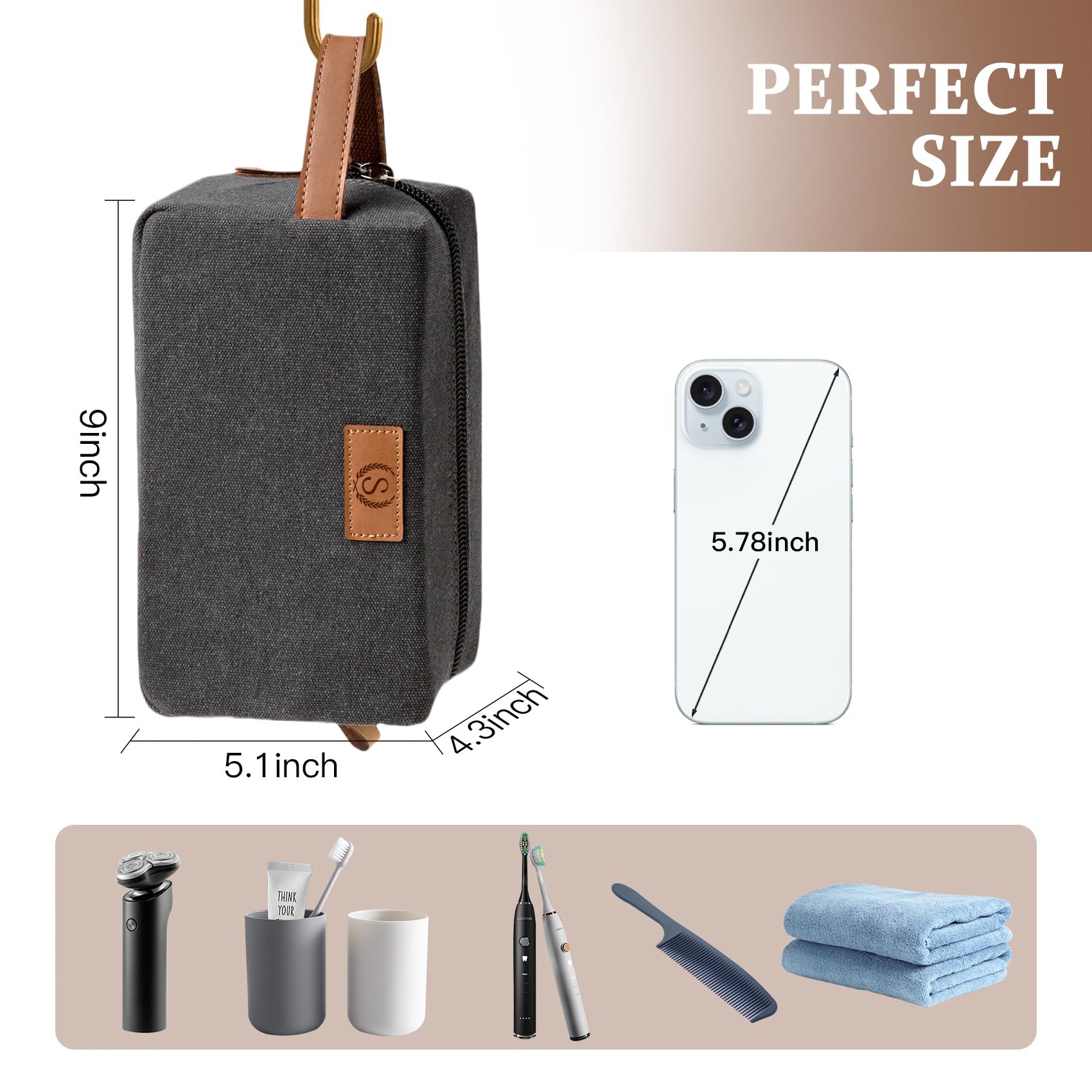 Janhavi Neceser para hombre, impermeable, regalo para padrinos de boda, iniciales grabadas en lienzo personalizado y orejas de trigo, bolsa de viaje para hombre, regalos para hombres, regalos de viaje