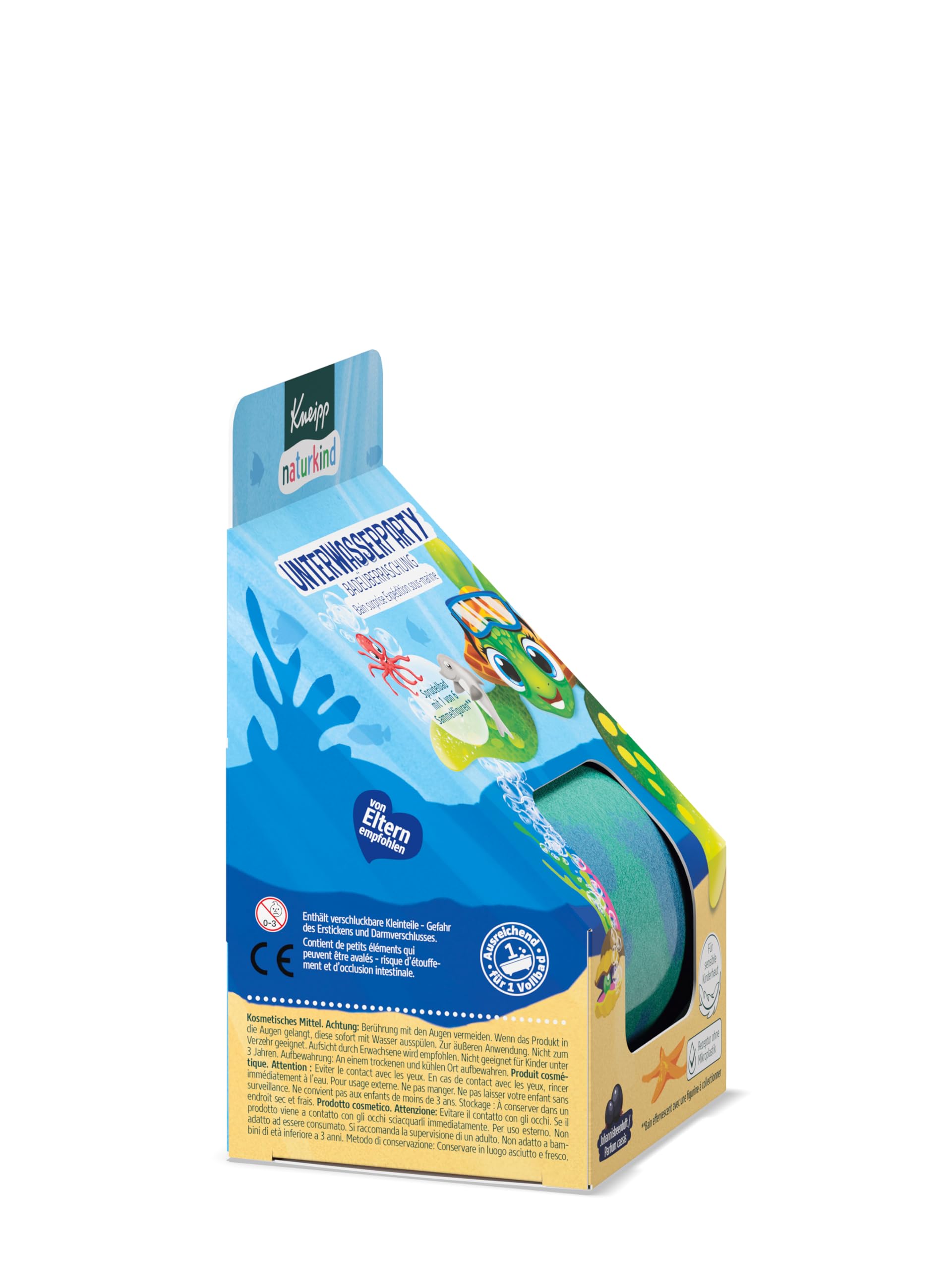 Kneipp naturkind kąpielowa niespodzianka na imprezę podwodną – bąbelkowa niespodzianka do kąpieli z figurką kolekcjonerską dla dzieci zabawka do wanny - zabawa w kąpieli kula kąpielowa o zapachu