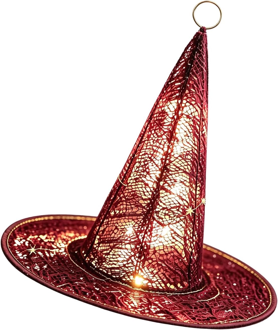 Battery Powered Witch Hat Light, C | Suspended LED Halloween Decoration with Warm Lighting for Door Porch Window Party Display