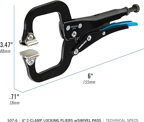 Miniatura 10 de Channellock 107-12 Alicates de bloqueo con abrazadera en C de 12 pulgadas con almohadillas giratorias, revestimiento de resina epoxi, acero forjado,