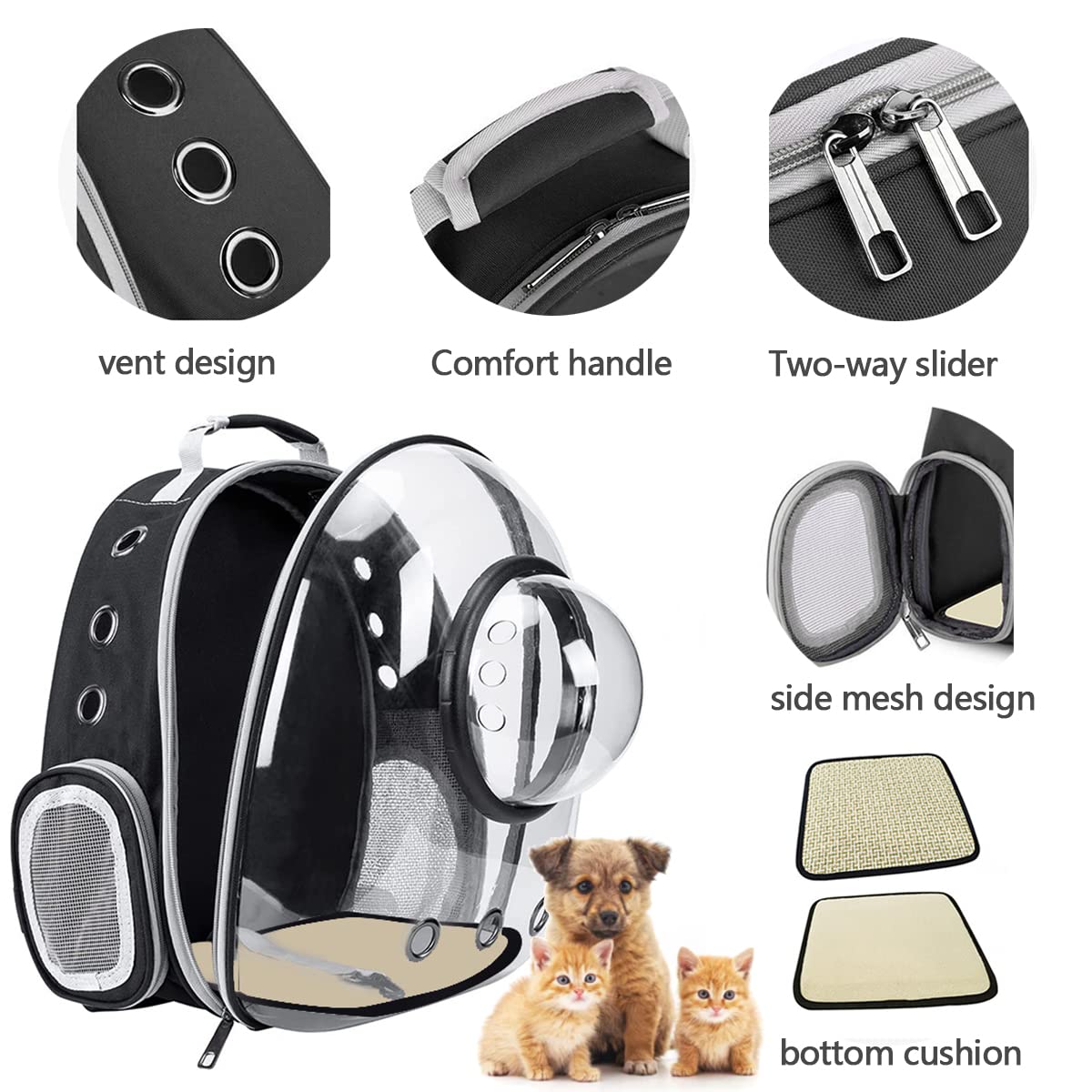 LANMOU Katzenrucksack bis 12kg Raumkapsel Haustier Rucksack Belüften Großer Tragbare Hunderucksack Katzenrucksack mit Vornes Transparentes Fenster und Innerer Sicherheitsleine