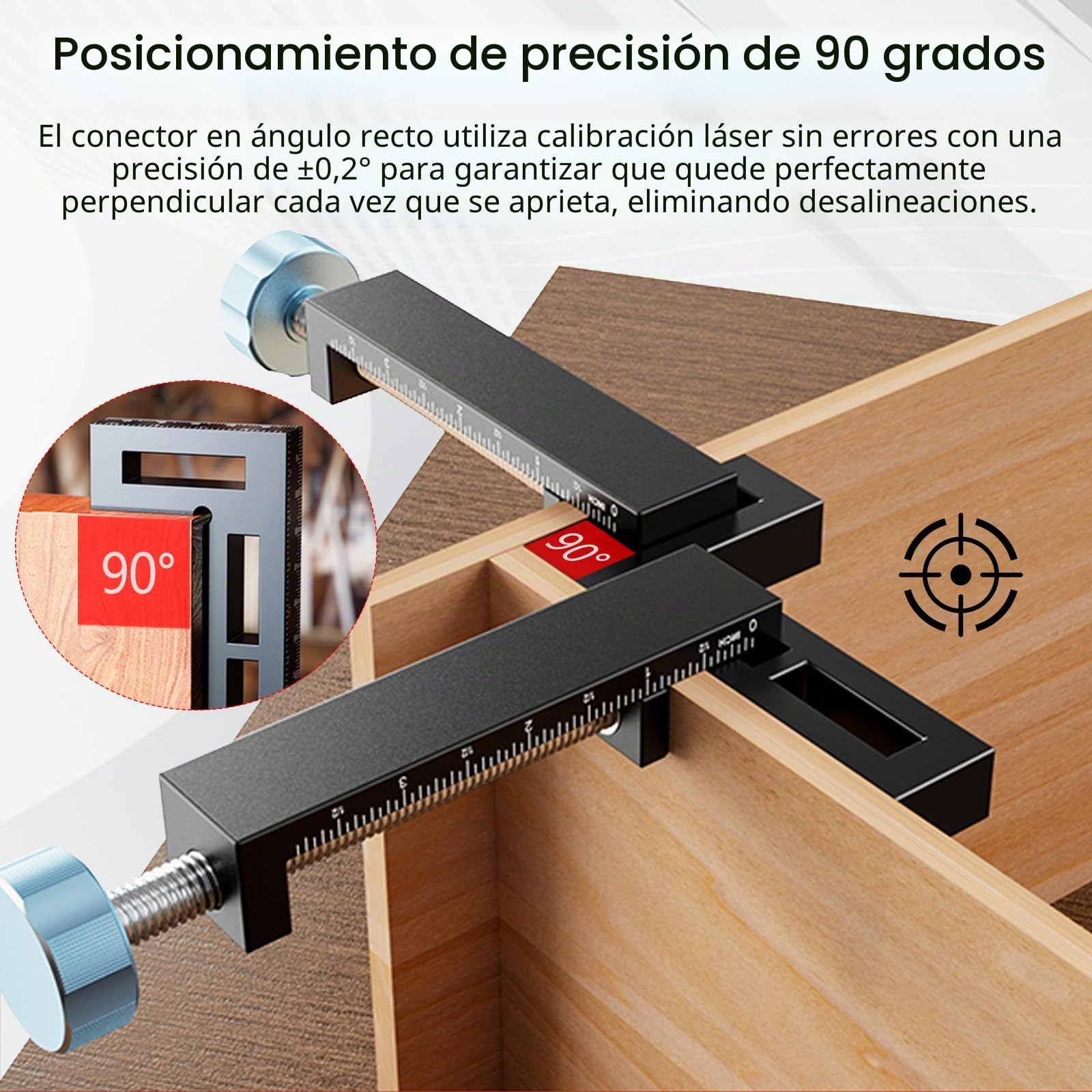 Escuadra de Posicionamiento 90°, Juego de 4 Piezas Fabricada en Aleación de Aluminio Sargentos de Apriete con 8 Ajustadores de ángulo Herramientas para Carpintería Bricolaje y Manualidades