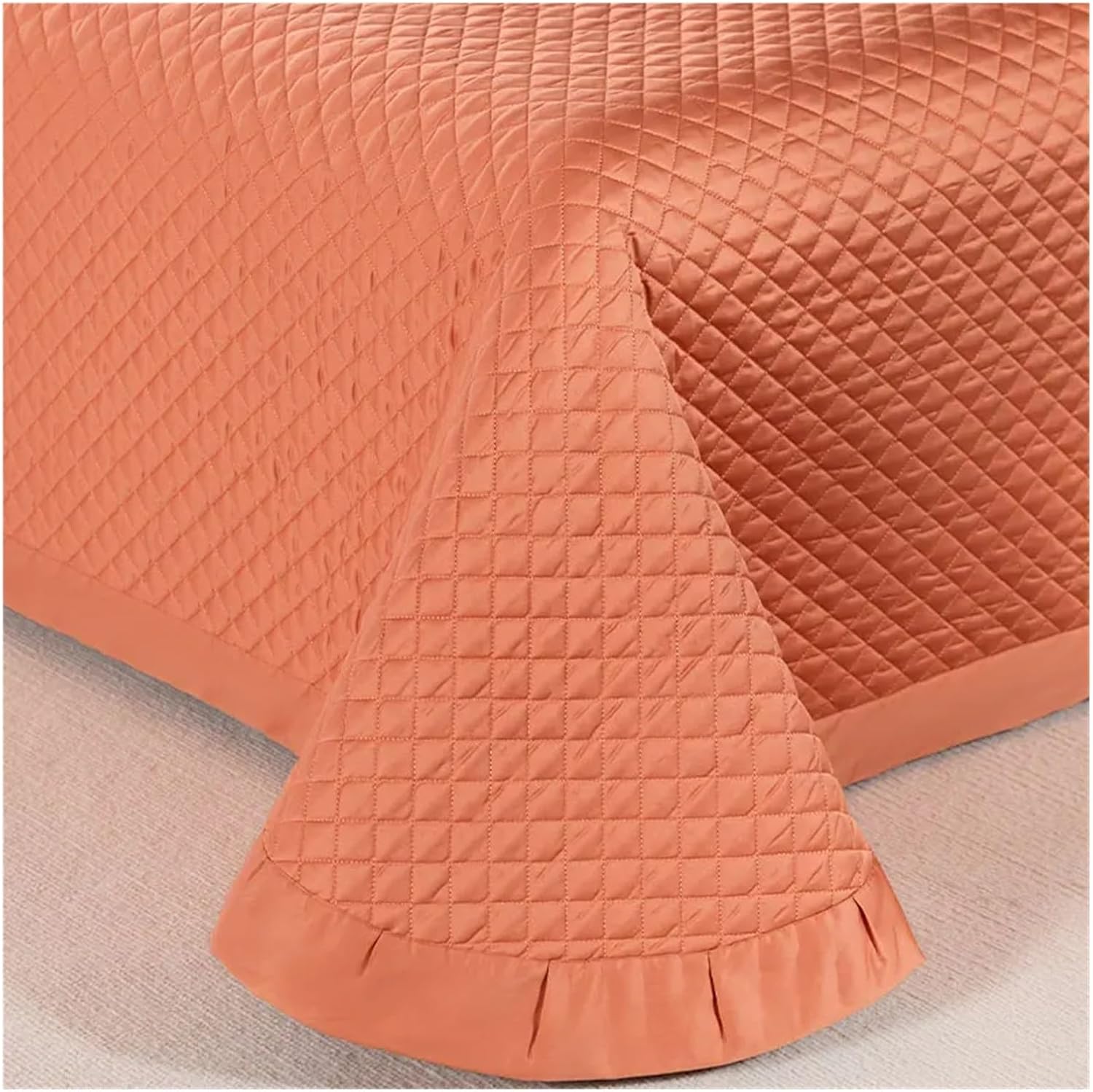 Luxury Long Staple Cotton Bedspread On The Bed Linen Anti Slip Bedspreads Coverlets Double Bed Sheets Mattress Topper Bed Cover(Orange,3pcs-245x250cm)