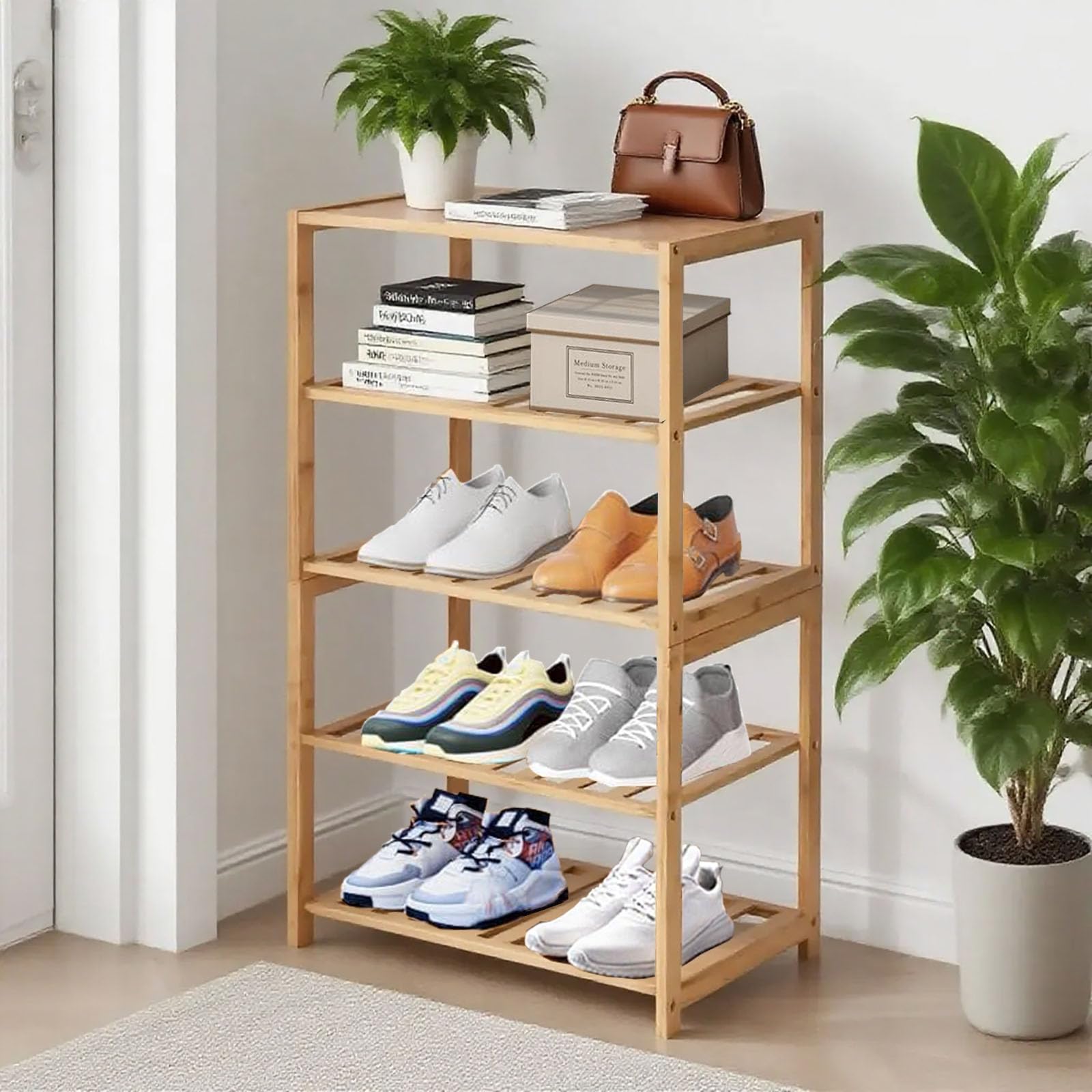 Akloya 5-Tier Bamboo Shoe Rack