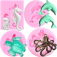 Vista 9 de Mujiang Moldes de silicona para caracola, estrella de mar, erizo de mar, para decoración de pasteles, decoración de pasteles, chocolate, pasta