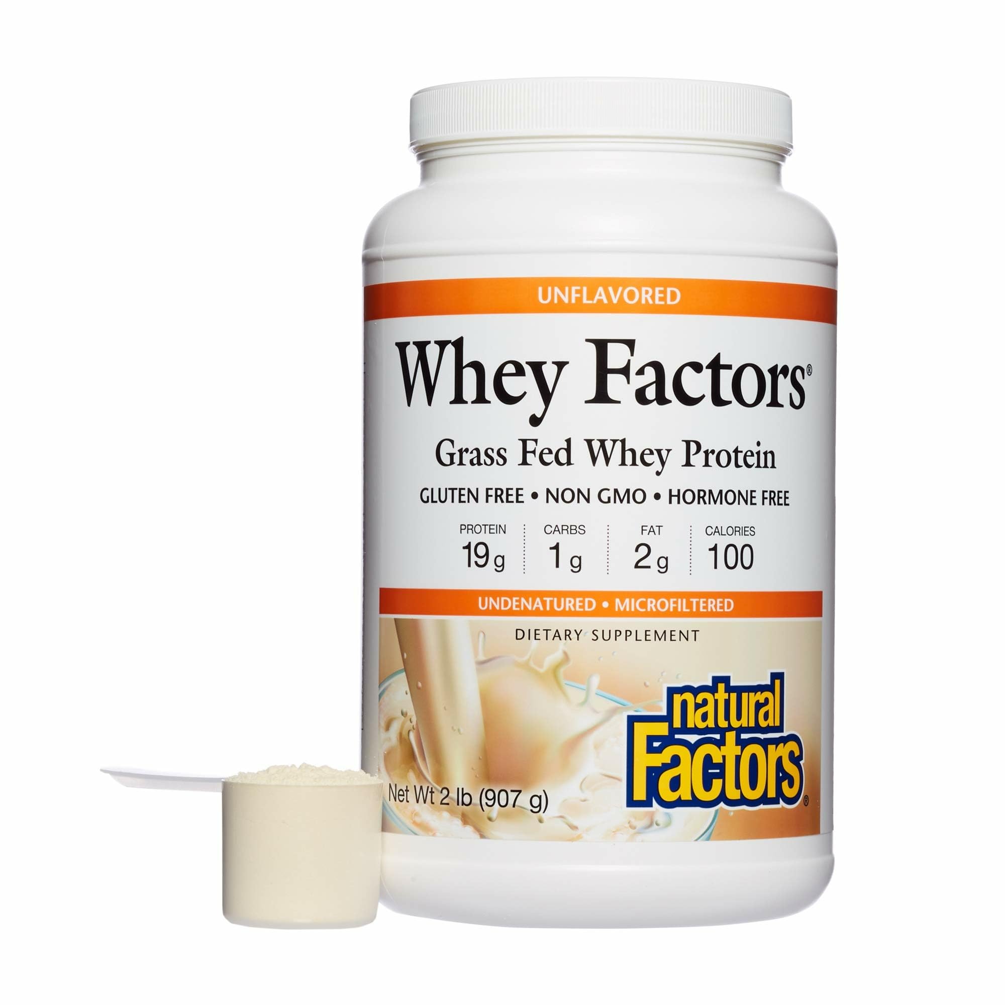 Natural Factors Whey Protein, Unflavored, 2lbs, 72467
