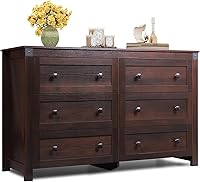 Vista 12 de WLIVE - Cómoda de granja para dormitorio, cómoda alta de madera con 5 cajones, cómoda con tirador de metal romano para sala de estar, pasillo, Negro