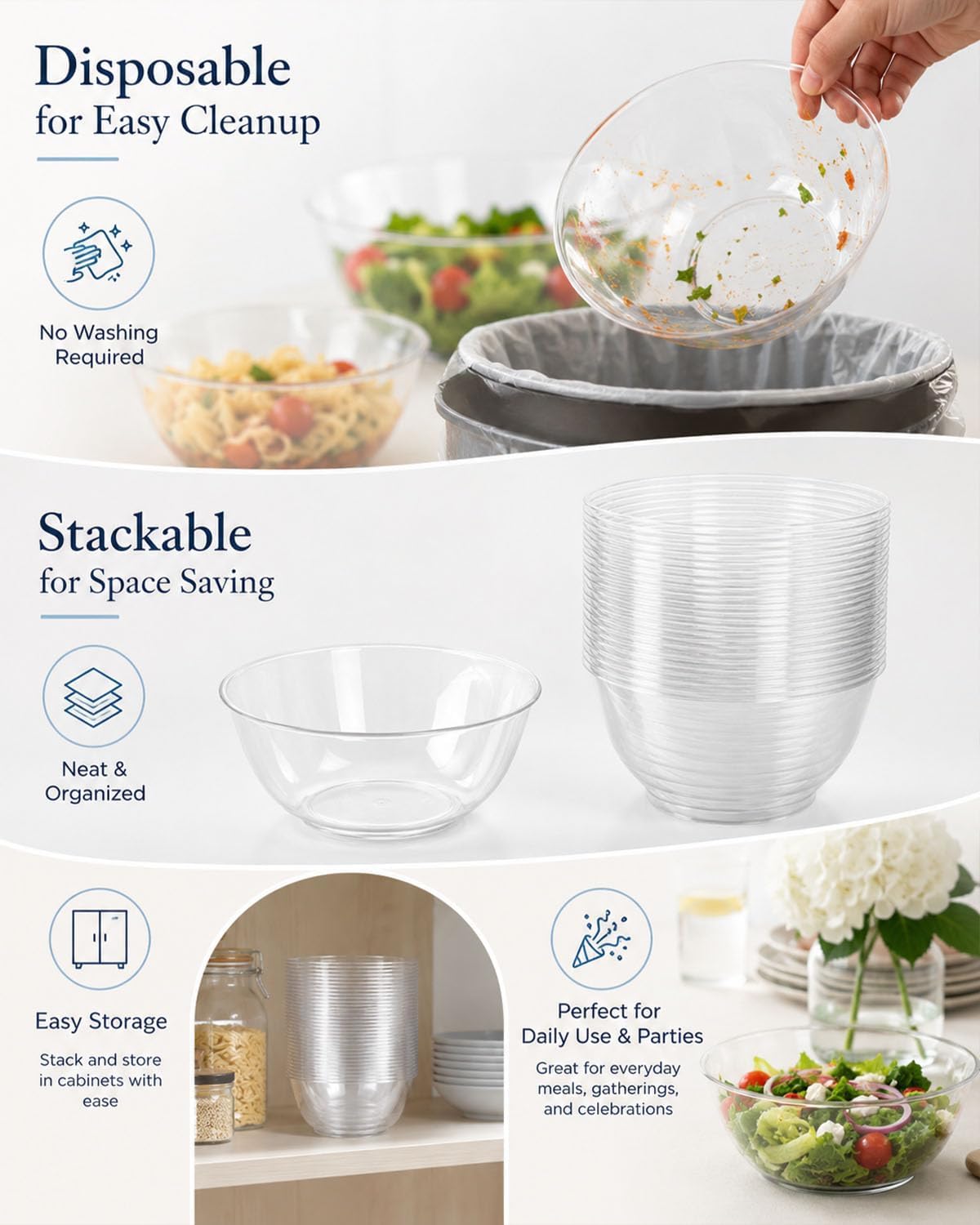 Plastic Clear Bowls, 300 Pack 6 Oz Clear Plastic Bowls Disposable Bowls, Disposable Dessert Bowl Salsa Bowl For Serving, Weddings, Catering, Home, Parties