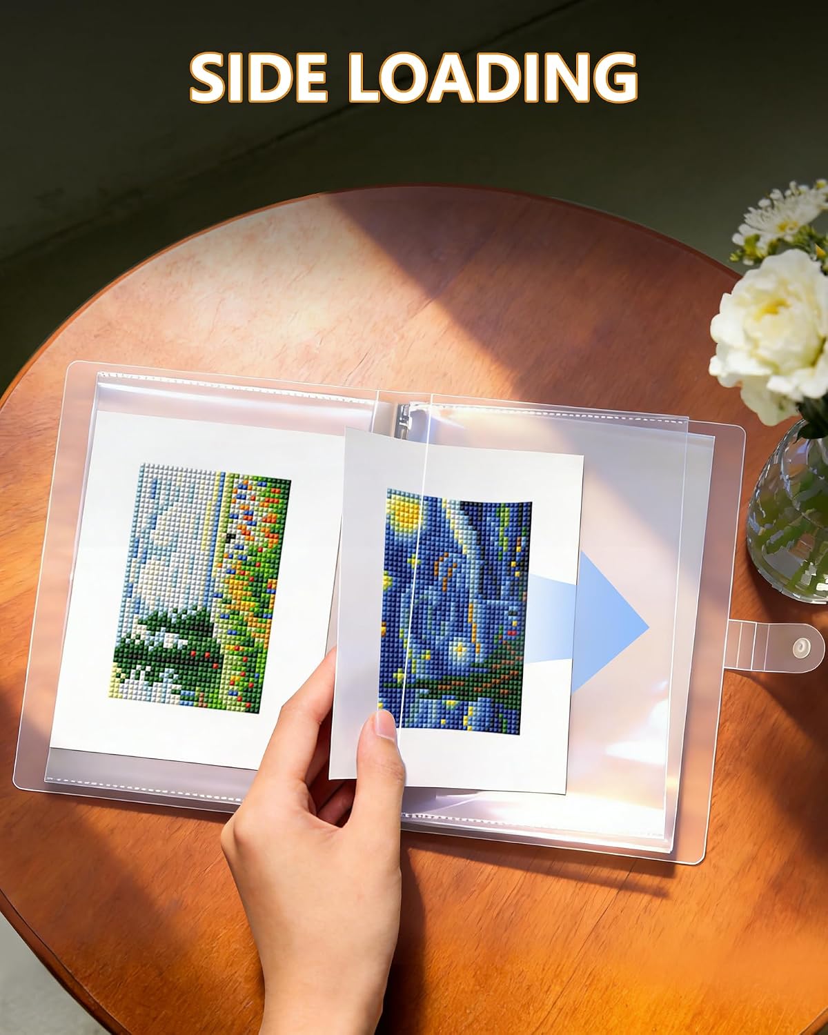 A5 Mini Diamond Art Storage Book, Mini Size Portfolio Folder for Diamond Art with 80 Clear Pocket Sleeves, Small Diamond Painting Artwork Organizer, Diamond Painting Accessories, 6x8 Inch