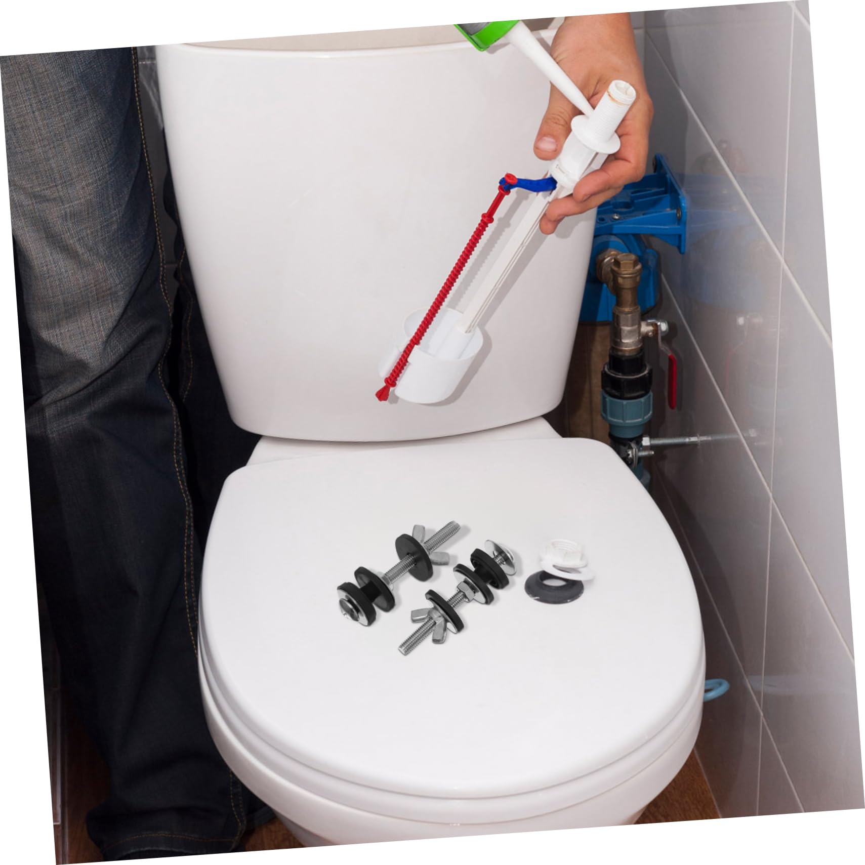 Angoily 8pezzi Guarnizioni Per Fissaggio Serbatoio Wc Bulloni Inossidabile Kit Di Sostituzione Per Guarnizioni Serbatoio-ciotola Impermeabili e Resistenti Alla Corrosione Compatibili Con