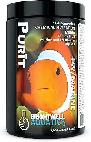 Brightwell Aquatics Purit - Medios de filtración química con carbón activado y resina para acuarios de peces de agua dulce y marina