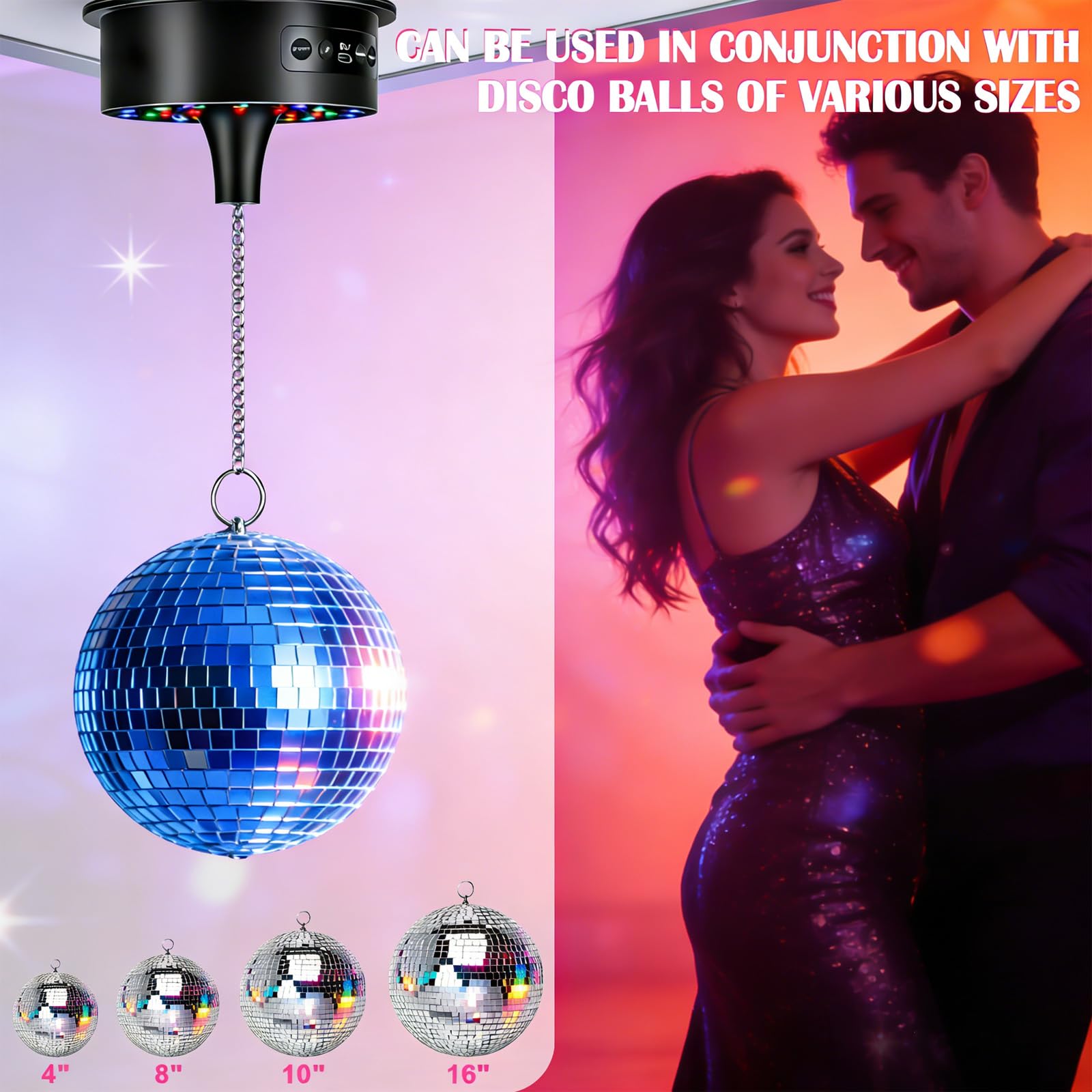 Motore Rotativo a Sfera Da Discoteca: Motorino Elettrico Da Palla Stroboscopica, Motore a Sfera per Specchi Con 30 Luci LED E Telecomando per Decorazioni per Feste, Dj, Pub, Bande, Discoteche, KTV