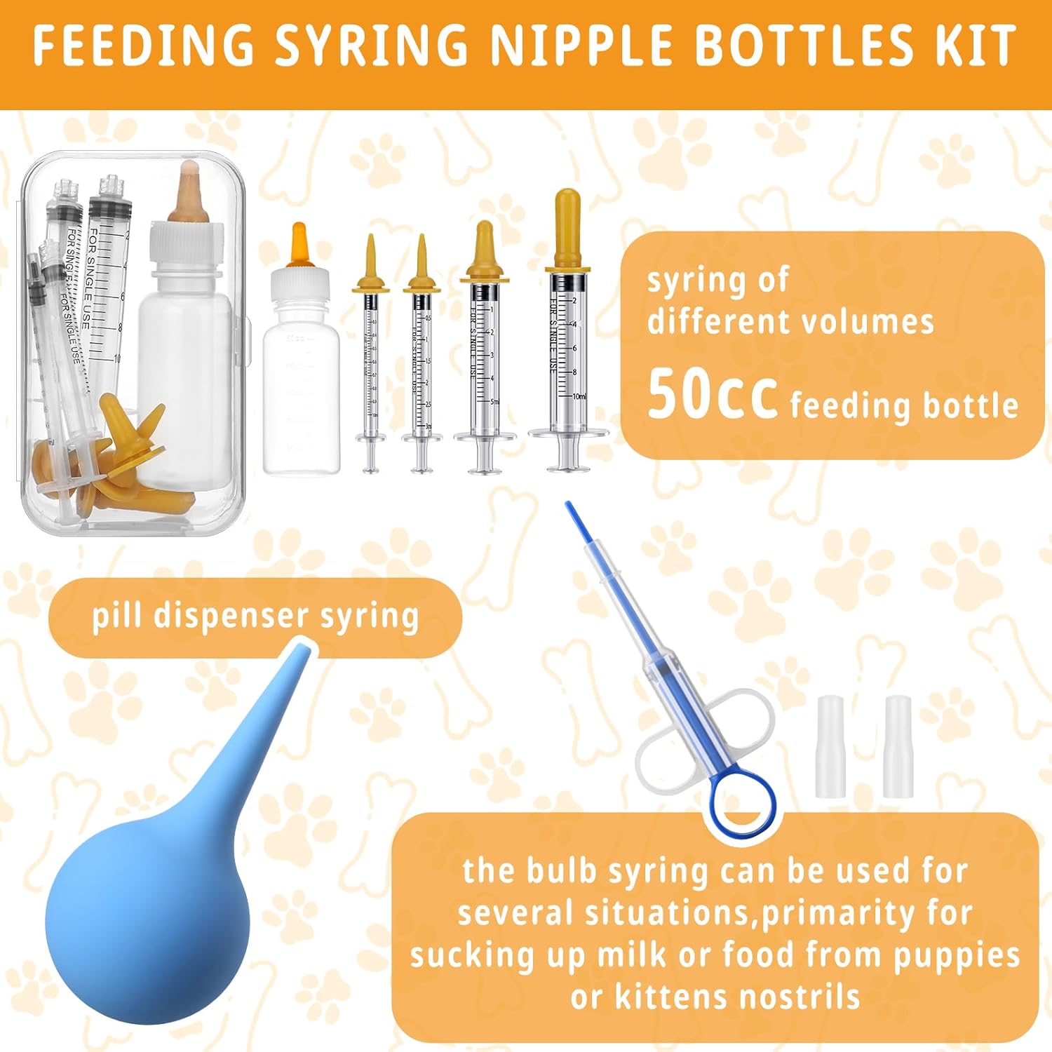 57 Pcs Puppy Kitten Whelping Supplies Whelping Kit for Puppies Birth Dog Kitten Bottle Feeding Kit for New Born Puppy Supplies Include Feeding Tube Etc(40 in Diameter)