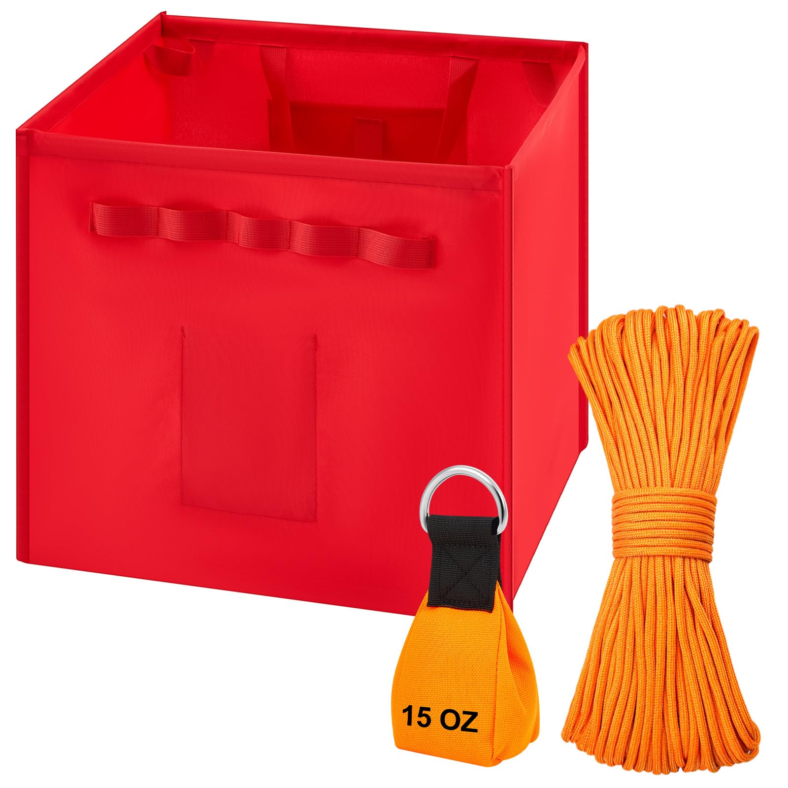 LOYIM 3 Pcs Arborist Throw Line Kit and Cube Bundle 64L Folding Arborist Throw Line Storage Cube, 15 oz Arborist Throw Weight Bag, 164 ft Polyester