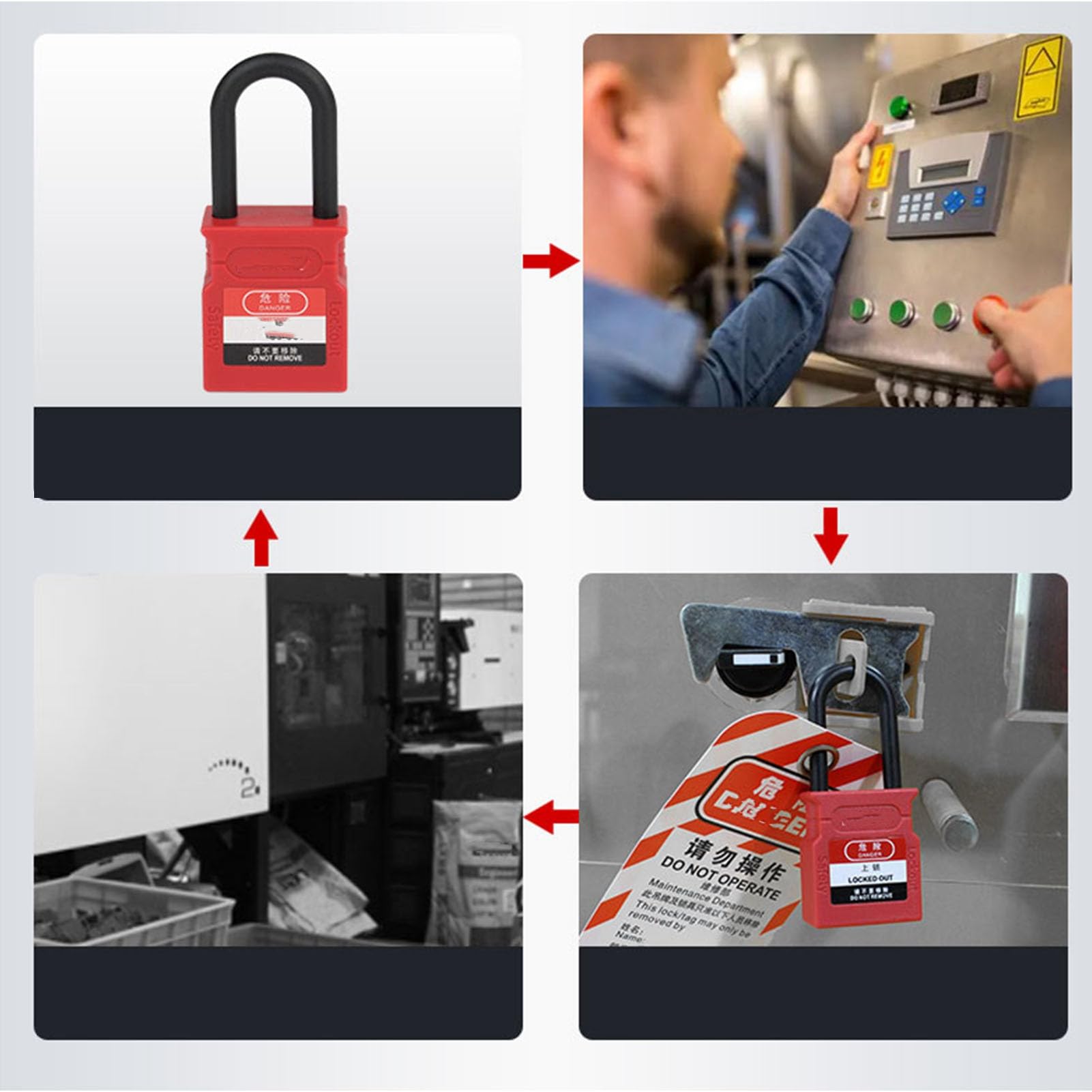 Generic Kit de Bloqueo y Etiquetado, Juego Completo de Seguridad de 47 Piezas para Mantenimiento Eléctrico, Cerraduras de Seguridad de ABS Suave