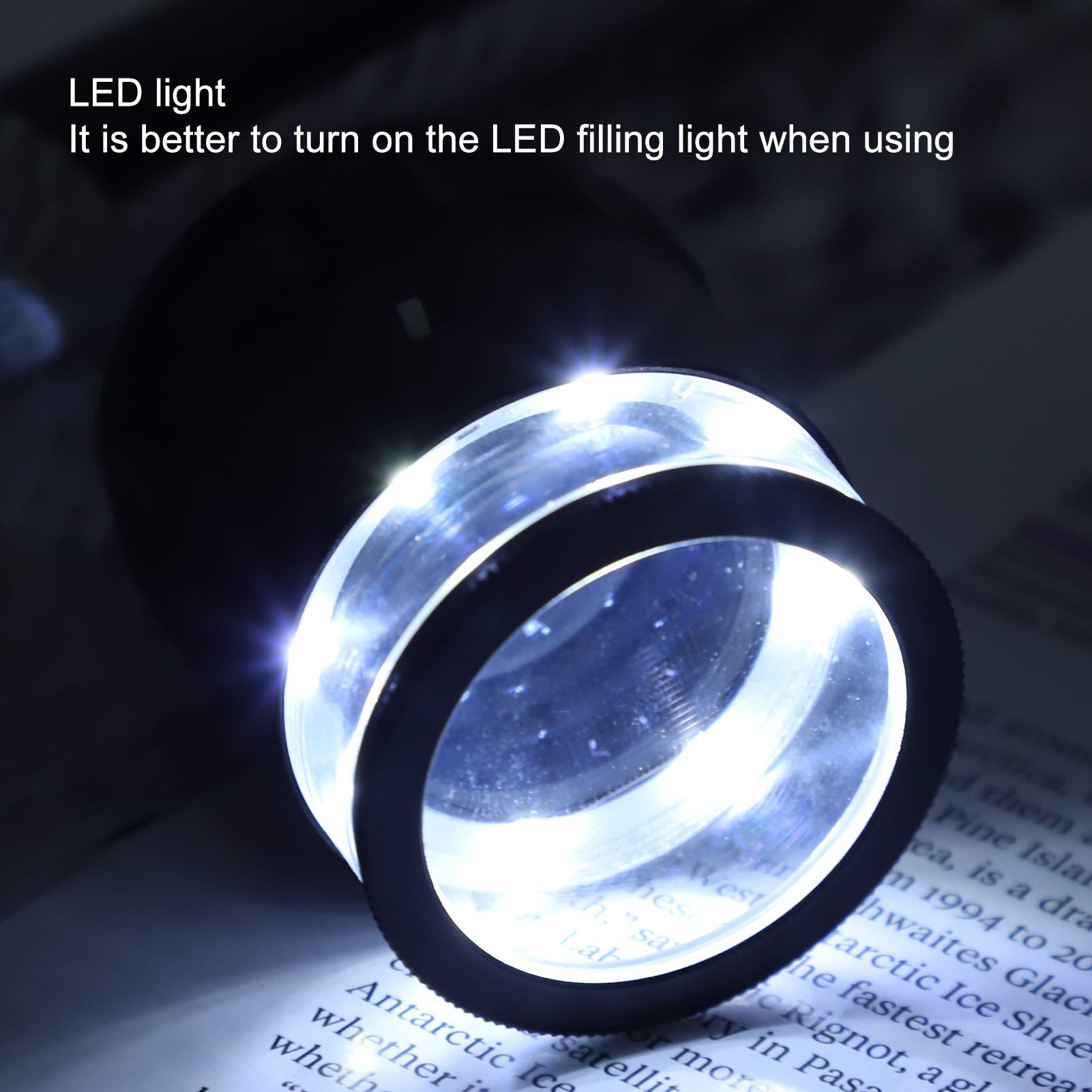 10-fache Lupe Mit LED Licht - Tragbare Lupe Für Schmuck & Münzen