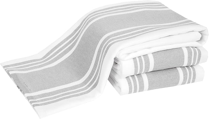 All-Clad Dual-Purpose Kitchen Towels: Highly Absorbent, Super Soft Long Lasting - 100% Cotton, 17"x30" Dish Towels for Cleaning & Drying Dishes, Pans, Glassware, or Countertops, (3-Pack), Rainfall