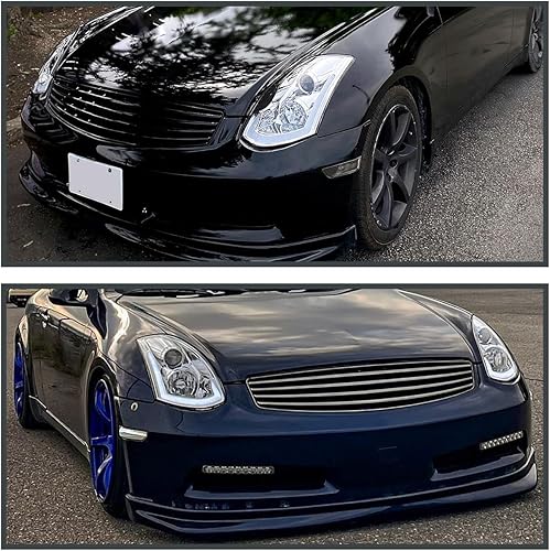 Miniatura 8 de SPEC-D TUNING Faros delanteros de proyector de tira LED tipo oculto compatibles con Infiniti G35 Coupe 2003-2007, par izquierdo + derecho