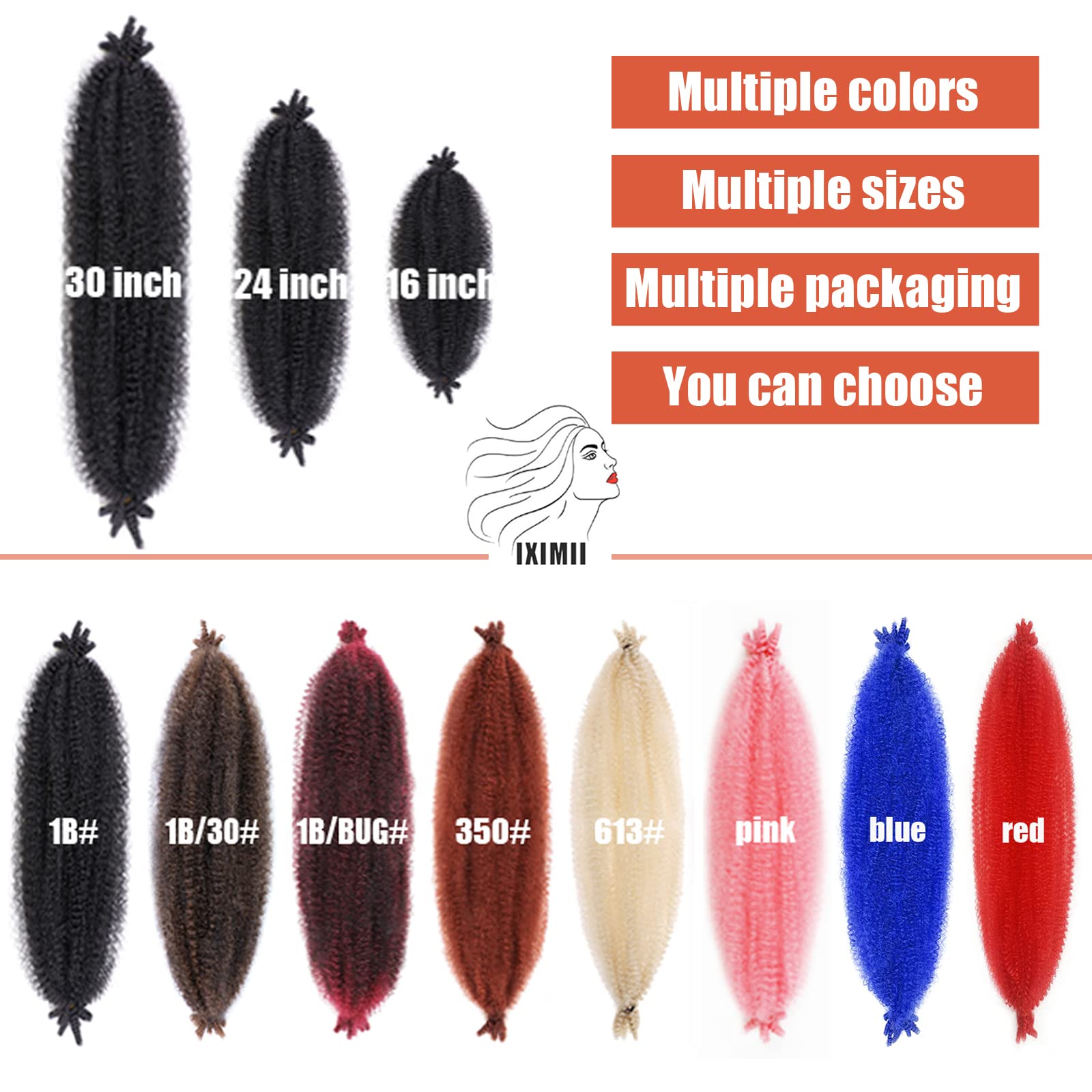 16 Inch Red Springy Afro Twist Hair 3 Packs Red Pre-Separated