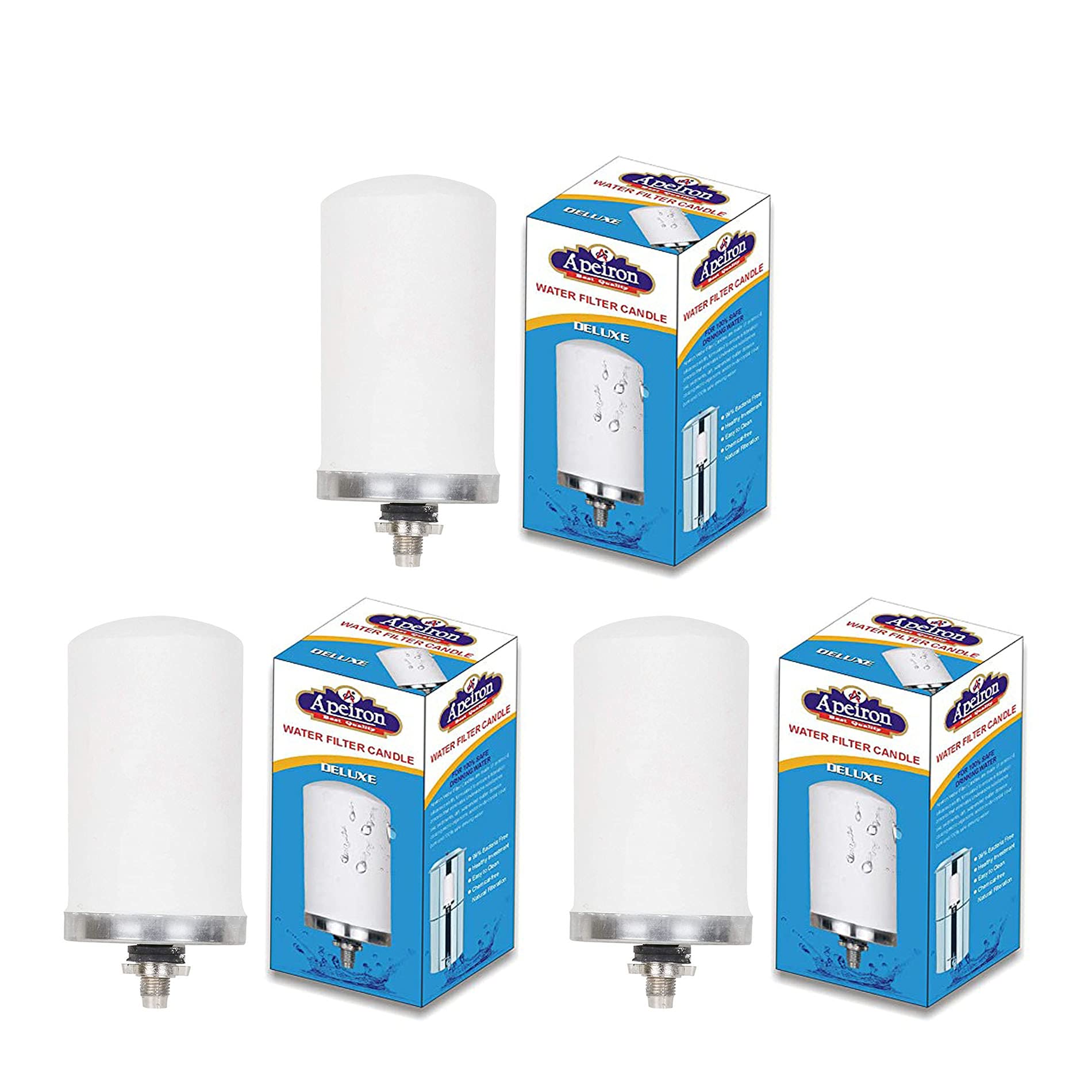 Apeiron White Ceramic Candle for Non Electric Water Filter (Pack of 3)